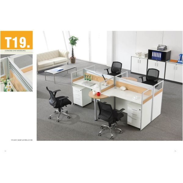 White And Brown 4 Seater Workstation With Steel Legs Table Extension (BG401)