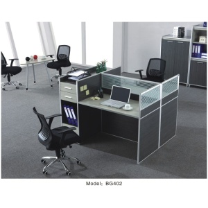 Grey And Ash 2 Seater Workstation With Pedestal Support Drawers (BG402)