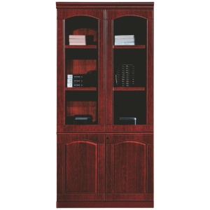2 Door Enclosed Brown Wood And Glass File Cabinet (BL304)