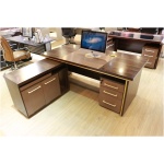 Gold And Brown Executive Table With Silver Edge Band And Leather Inlay (BG261)