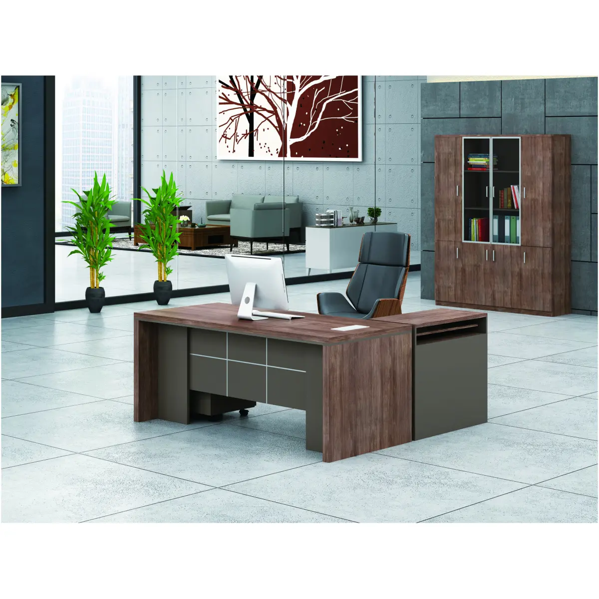 Office Table With Wooden Modesty Panel(BG380)