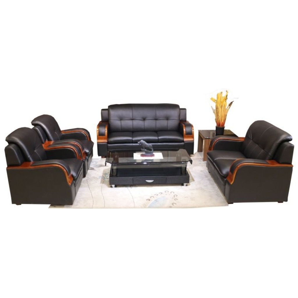 Black Leather Sofa (SA340)