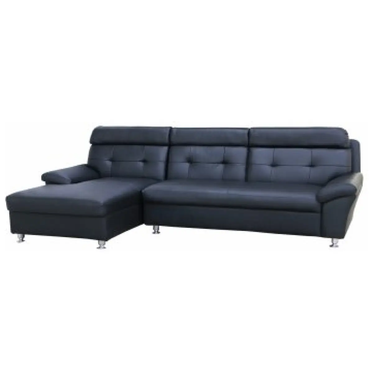 Black Leather L-Shape Sofa (SA354)