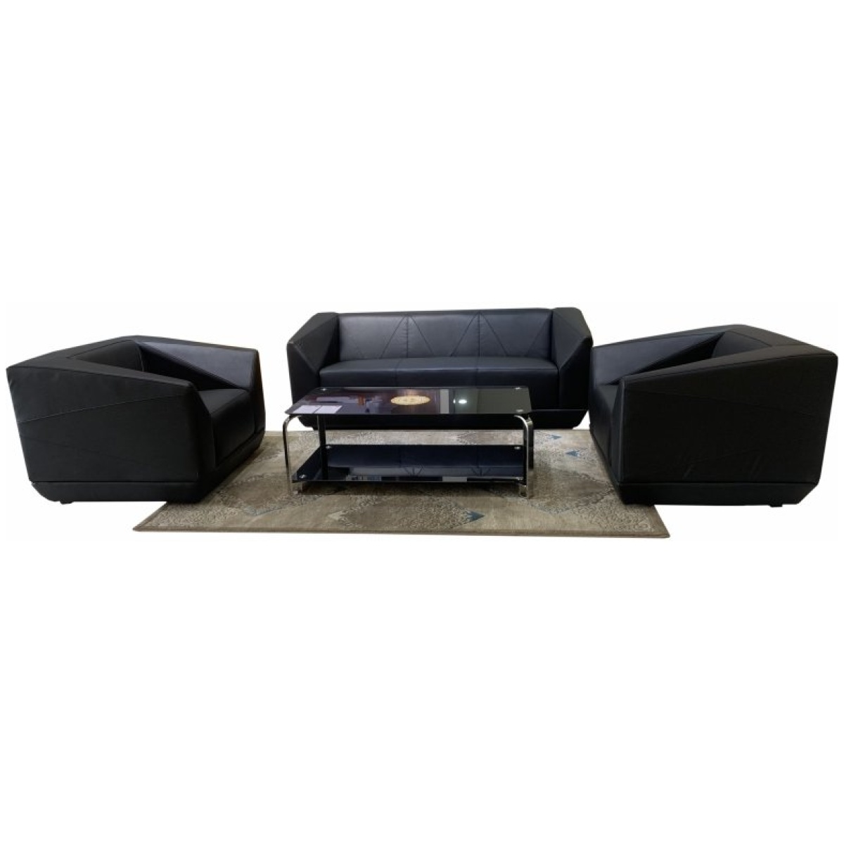5 Seater Black Leather Sofa (SA533)
