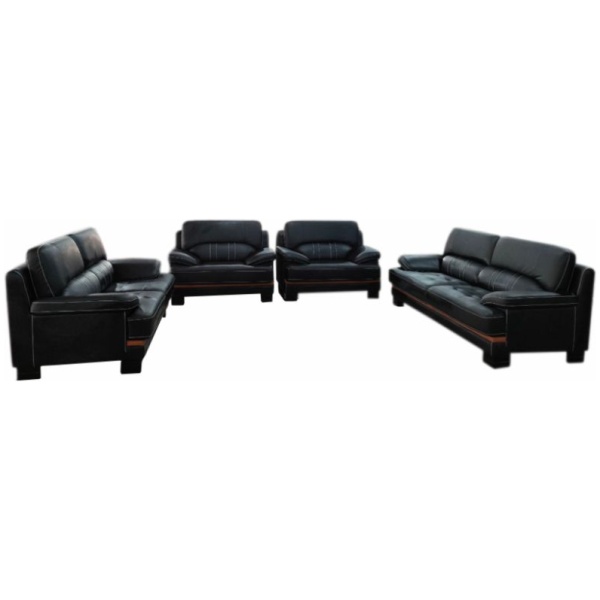 7 Seaters Black Leather Sofa (SA485)