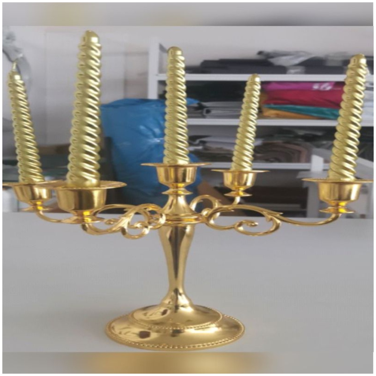 Five Candle Sticks Holder And Golden Candles (SPMYE3003)